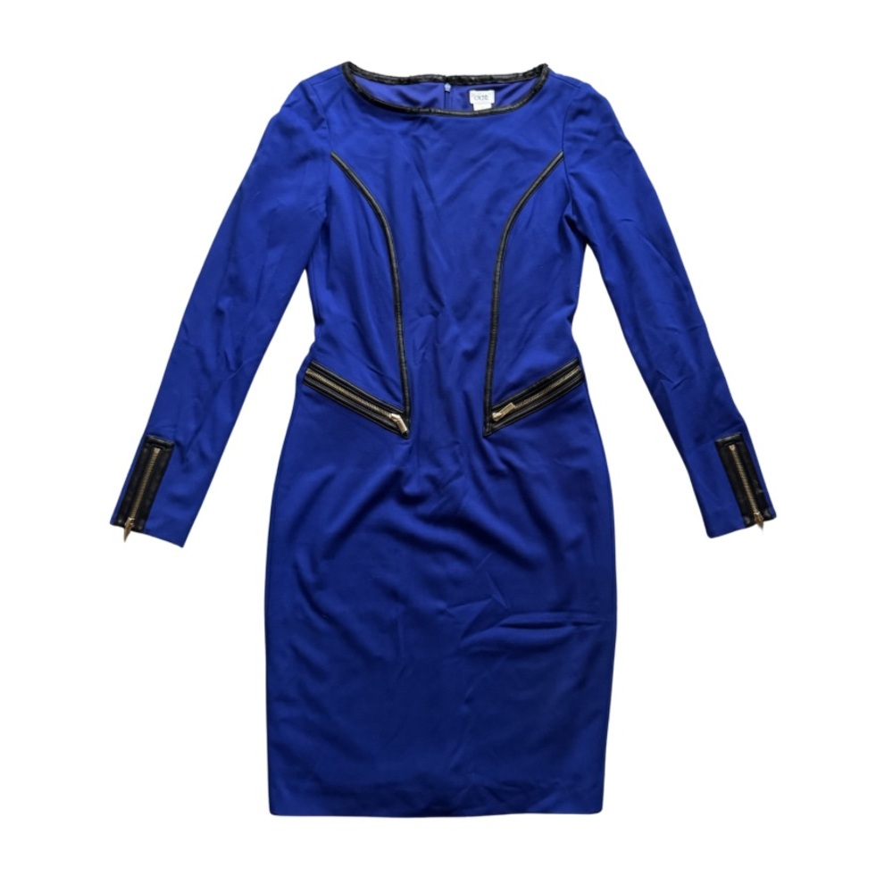 Cache Long Sleeve Dress with Leather Accents